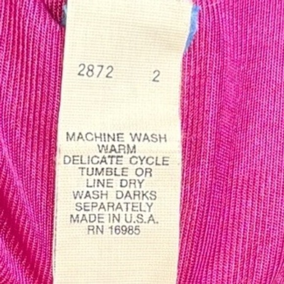 Vintage 80's Val Mode Nightgown, Lace Panel Detail, Deep Pink, Size Small - Picture 8 of 8